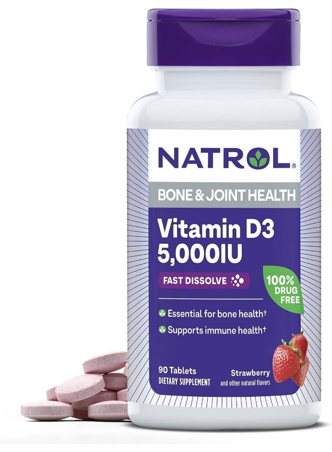 Natrol Bone & Joint Health, Vitamin D3, 5000 IU - 90 Tablets Packaging May Vary - Image 1